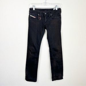 Diesel Size 25 Lowky Low Rise Jeans Black Straight Leg